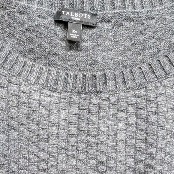 Talbots Woman 3X Gray Lambswool Nylon Blend Sweater Textured Knit Cozy Plus Size - Picture 9 of 9